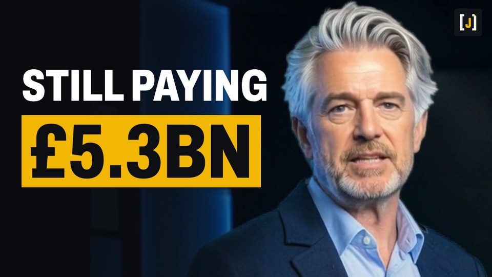 Episode thumbnail: Tom Ashby, our AI presenter, beside the words about the Brexit divorce bill and the figure &pound;25.7 billion